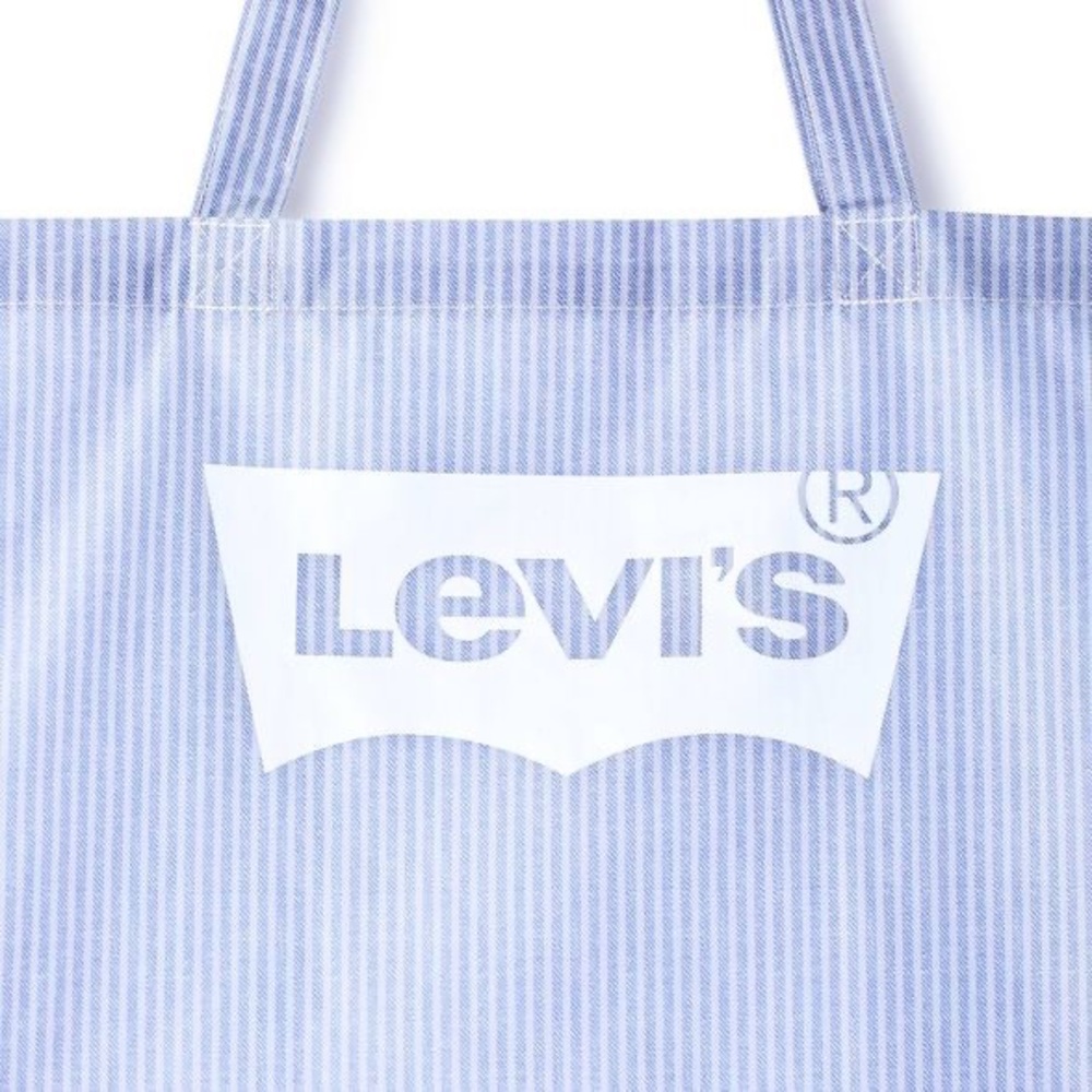 Levi’s Striped Reusable Shopping Bag White/Blue nwt academiacore - Picture 3 of 3